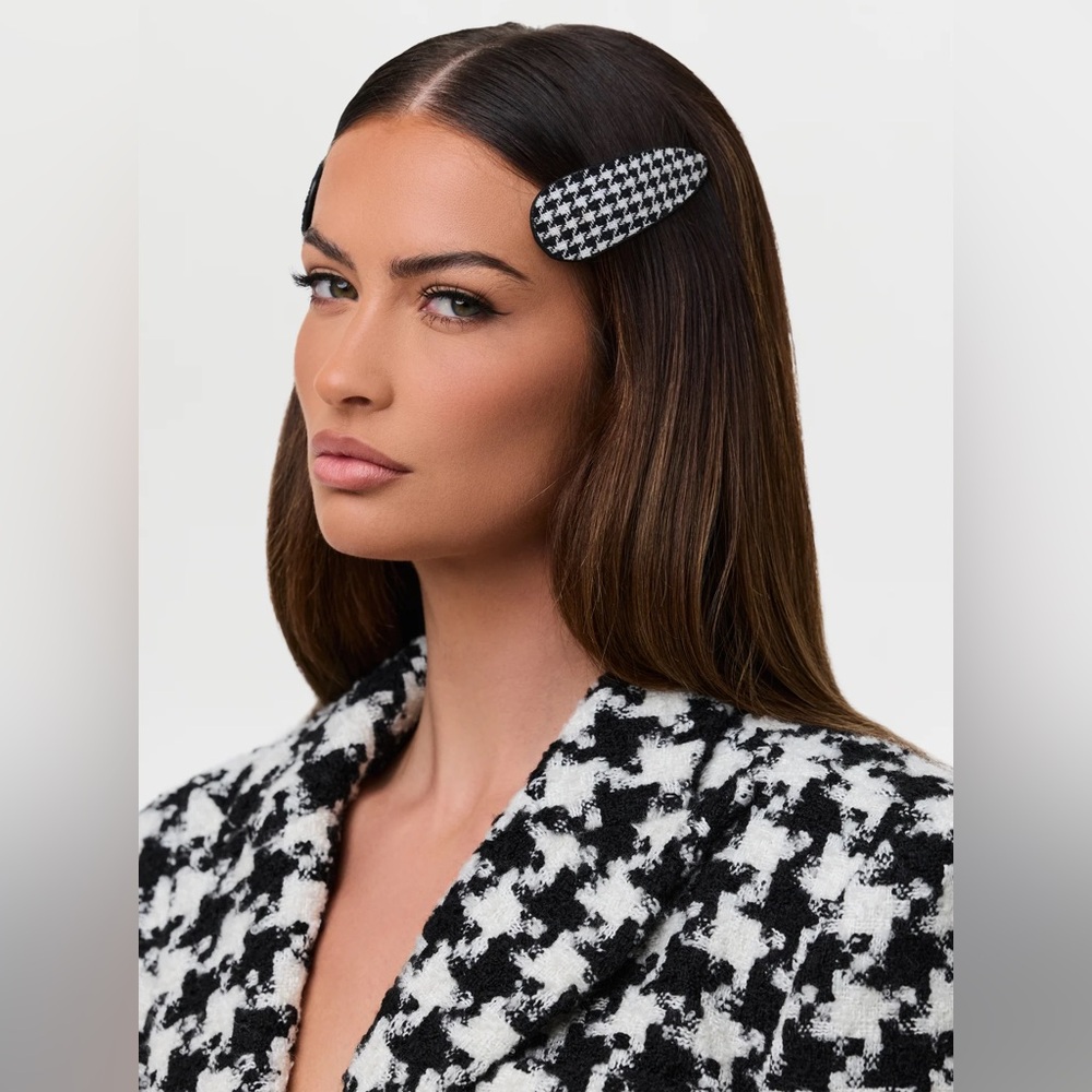 Naked Wardrobe Tweed Houndstooth Hair Clips